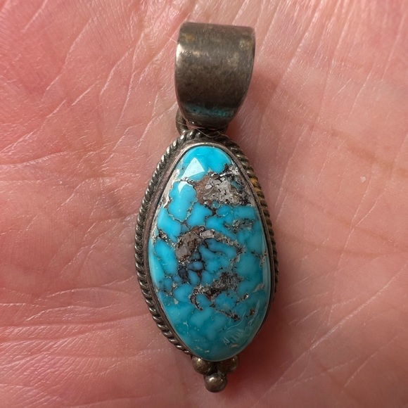 Turquoise Sterling Silver 925 Necklace Pendant - Picture 2 of 3